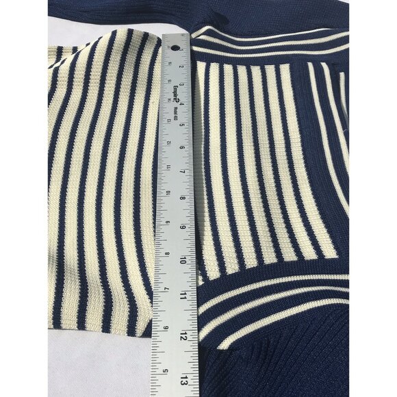 Vtg 60s 70s Giamo Knits Mod Navy Blue Striped Knit Maxi Sailor Sweater Dress USA - Picture 11 of 16